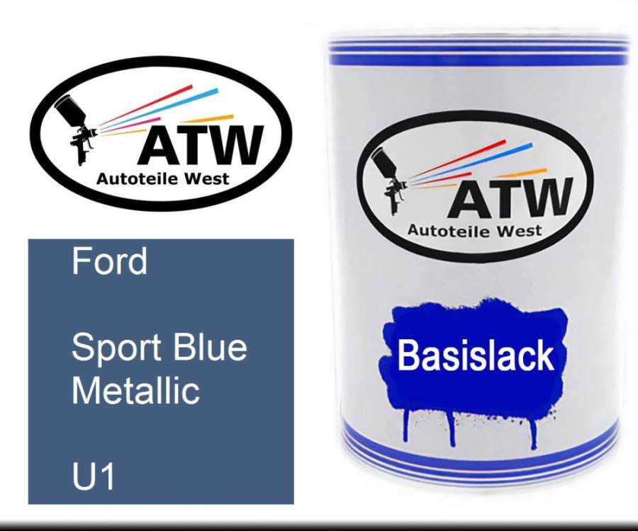 Ford, Sport Blue Metallic, U1: 500ml Lackdose, von ATW Autoteile West.